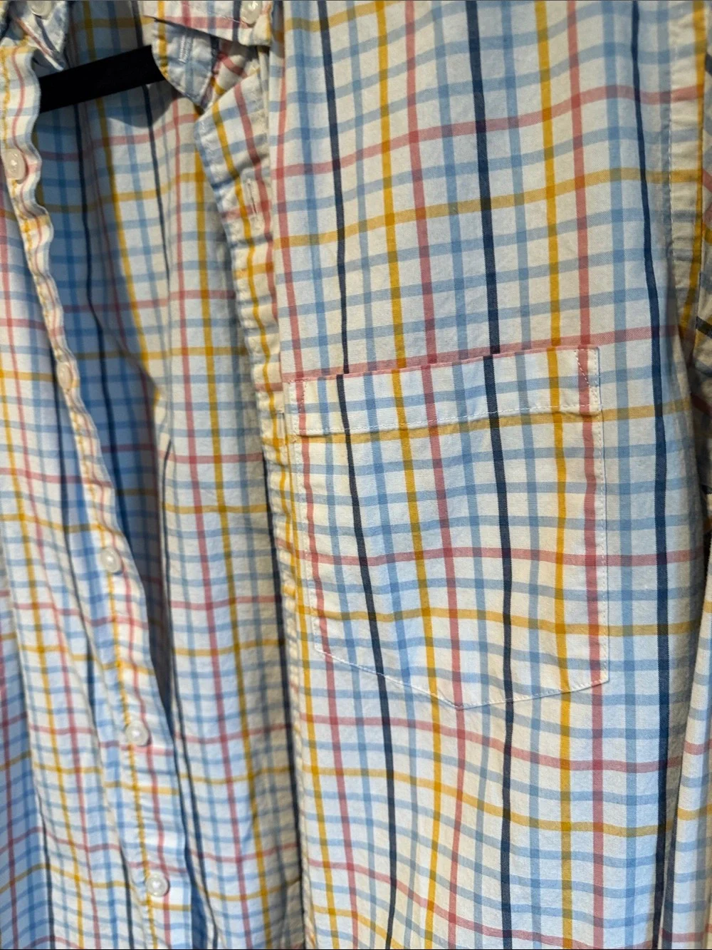 J. Crew Men's White Plaid Button-Down Shirt with Blue, Yellow & Red Checks